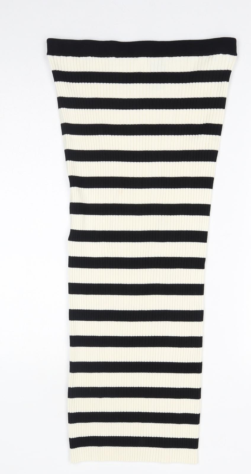 H&M Womens Black Striped Viscose Bandage Skirt Size M