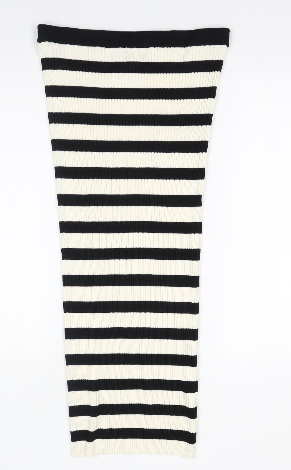 H&M Womens Black Striped Viscose Bandage Skirt Size M