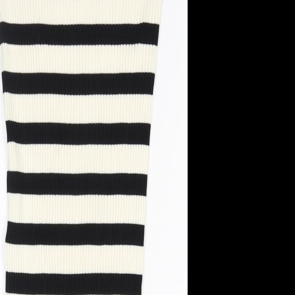H&M Womens Black Striped Viscose Bandage Skirt Size M
