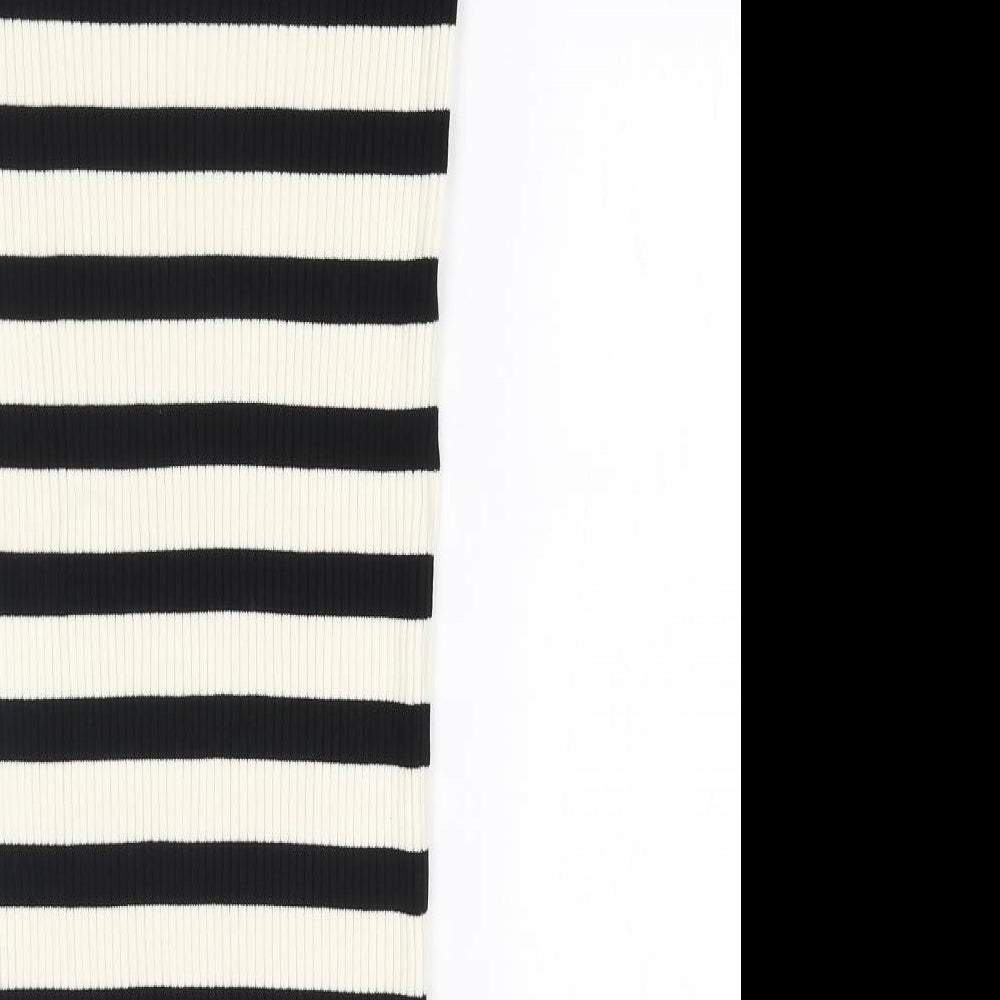 H&M Womens Black Striped Viscose Bandage Skirt Size M