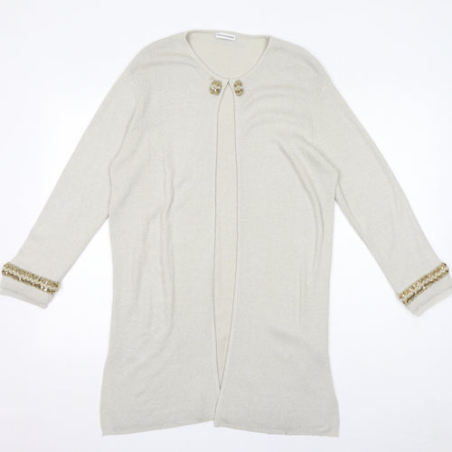 House of Fraser Womens Ivory Round Neck Acrylic Cardigan Jumper Size S