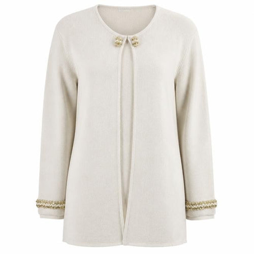 House of Fraser Womens Ivory Round Neck Acrylic Cardigan Jumper Size S