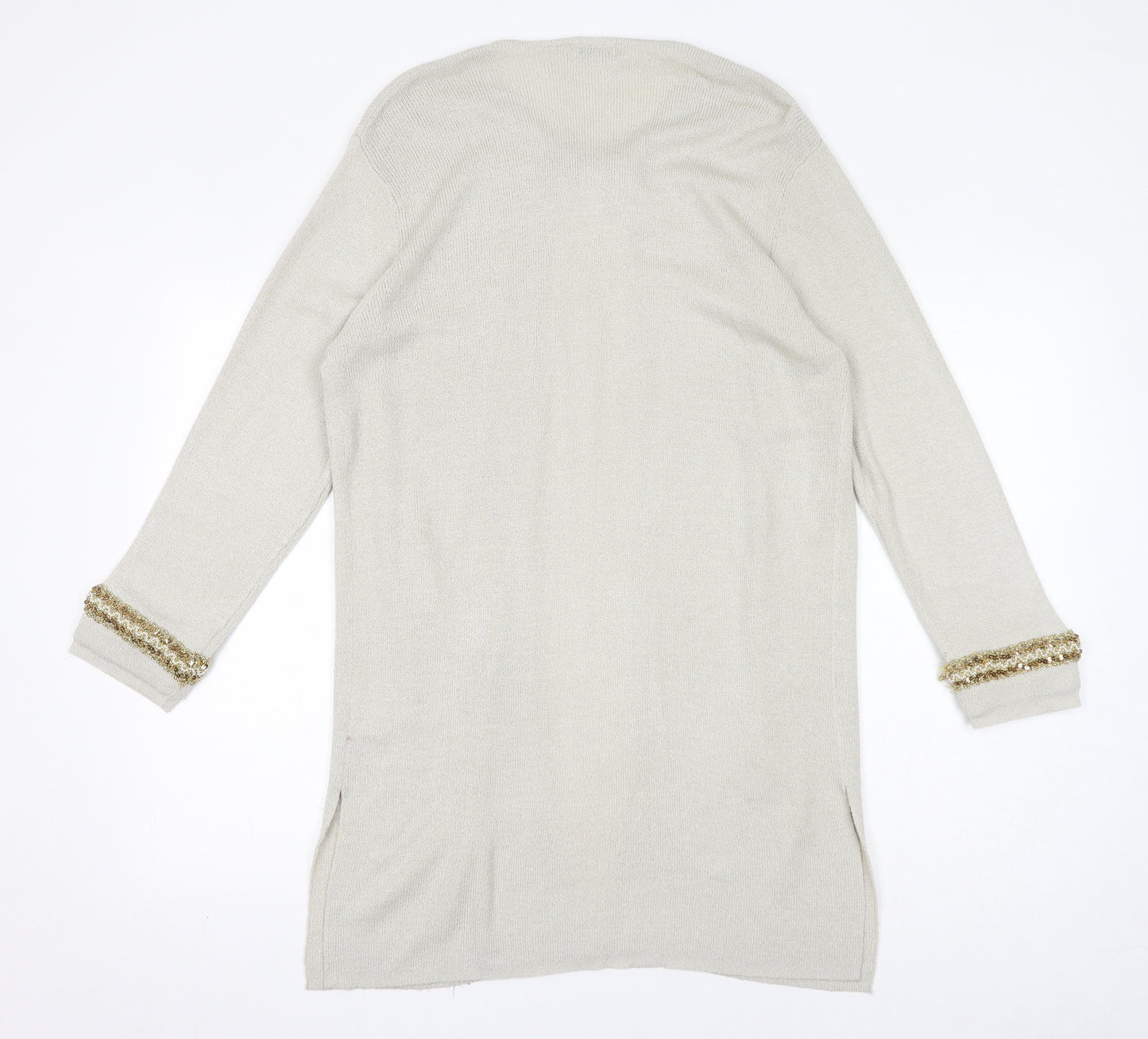 House of Fraser Womens Ivory Round Neck Acrylic Cardigan Jumper Size S