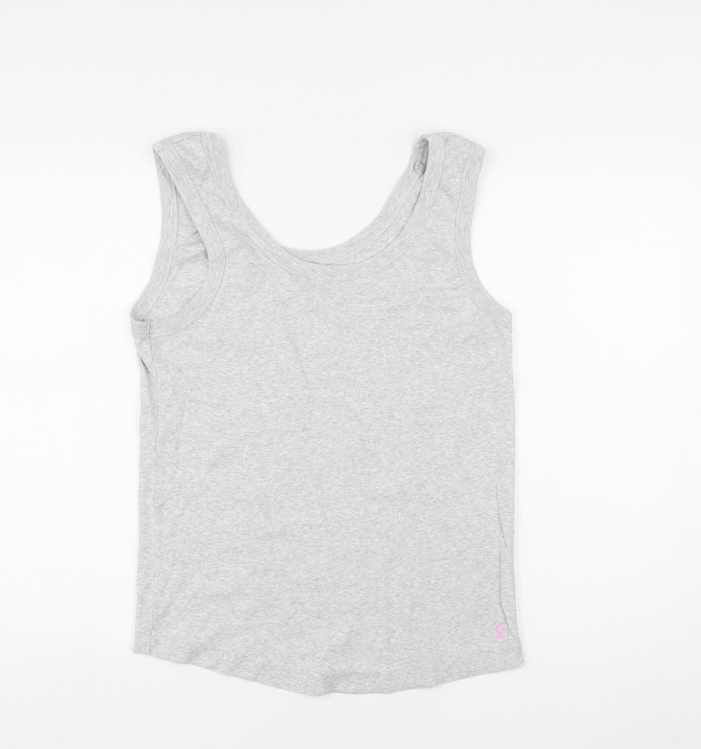 Joules Womens Grey Cotton Basic Tank Size 16 Round Neck
