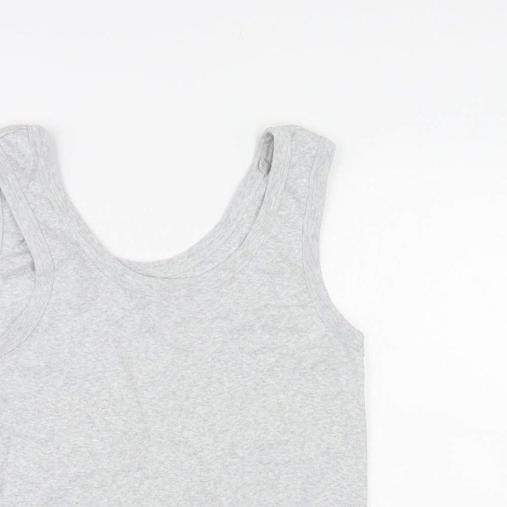 Joules Womens Grey Cotton Basic Tank Size 16 Round Neck