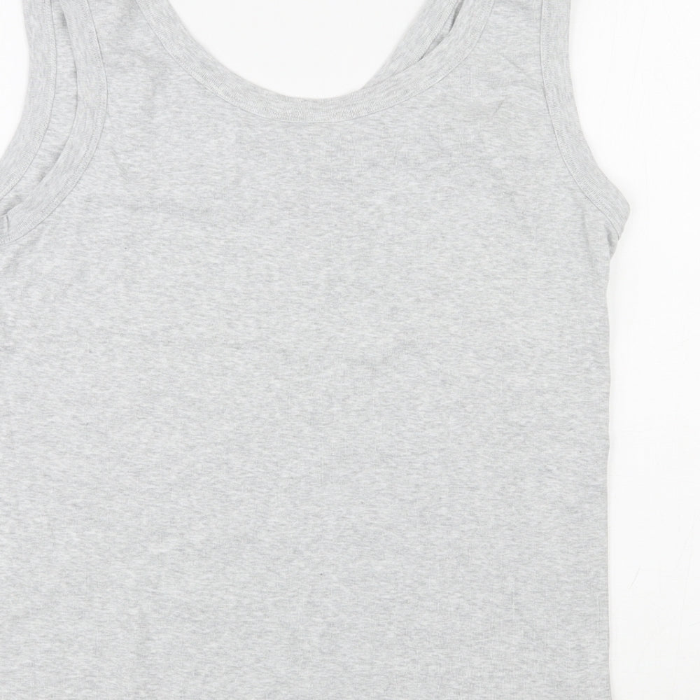 Joules Womens Grey Cotton Basic Tank Size 16 Round Neck