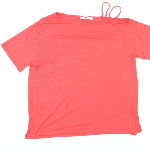 Very Womens Red Viscose Basic T-Shirt Size 12 Boat Neck