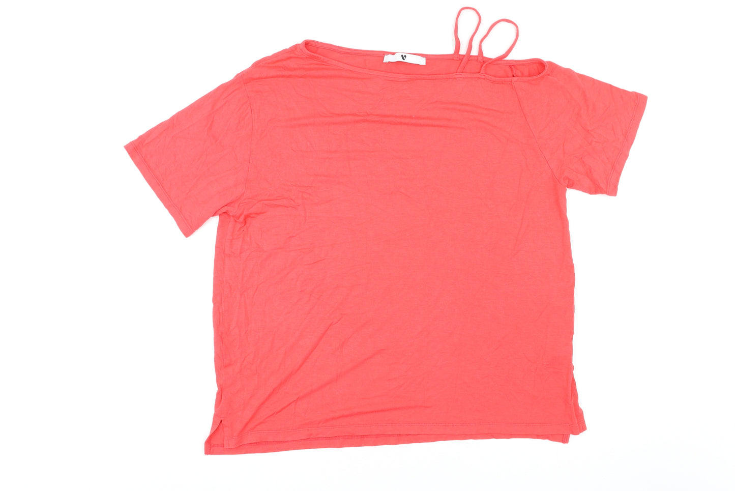Very Womens Red Viscose Basic T-Shirt Size 12 Boat Neck