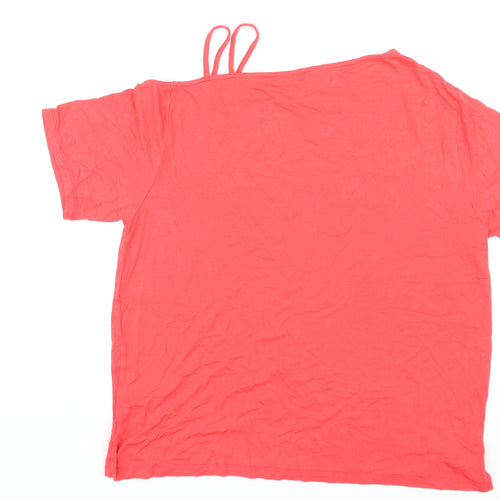 Very Womens Red Viscose Basic T-Shirt Size 12 Boat Neck