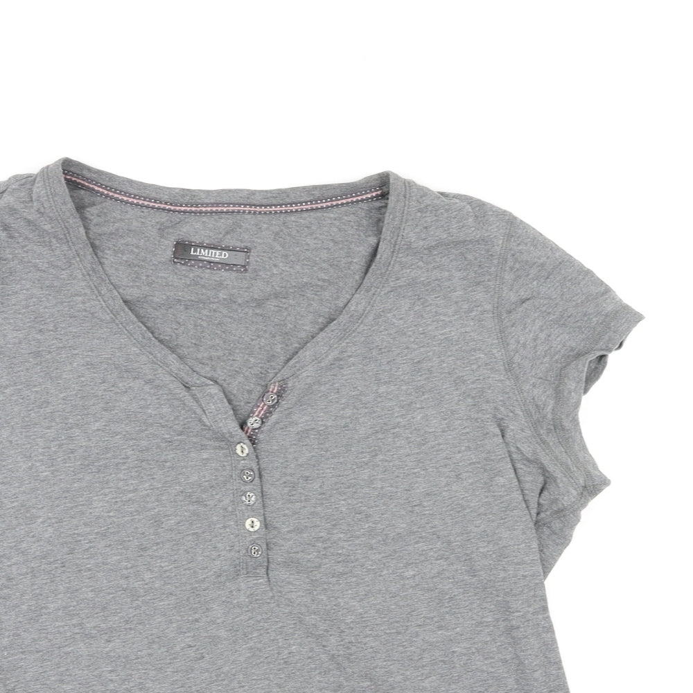 Limited Collection Womens Grey Cotton Basic T-Shirt Size 16 V-Neck