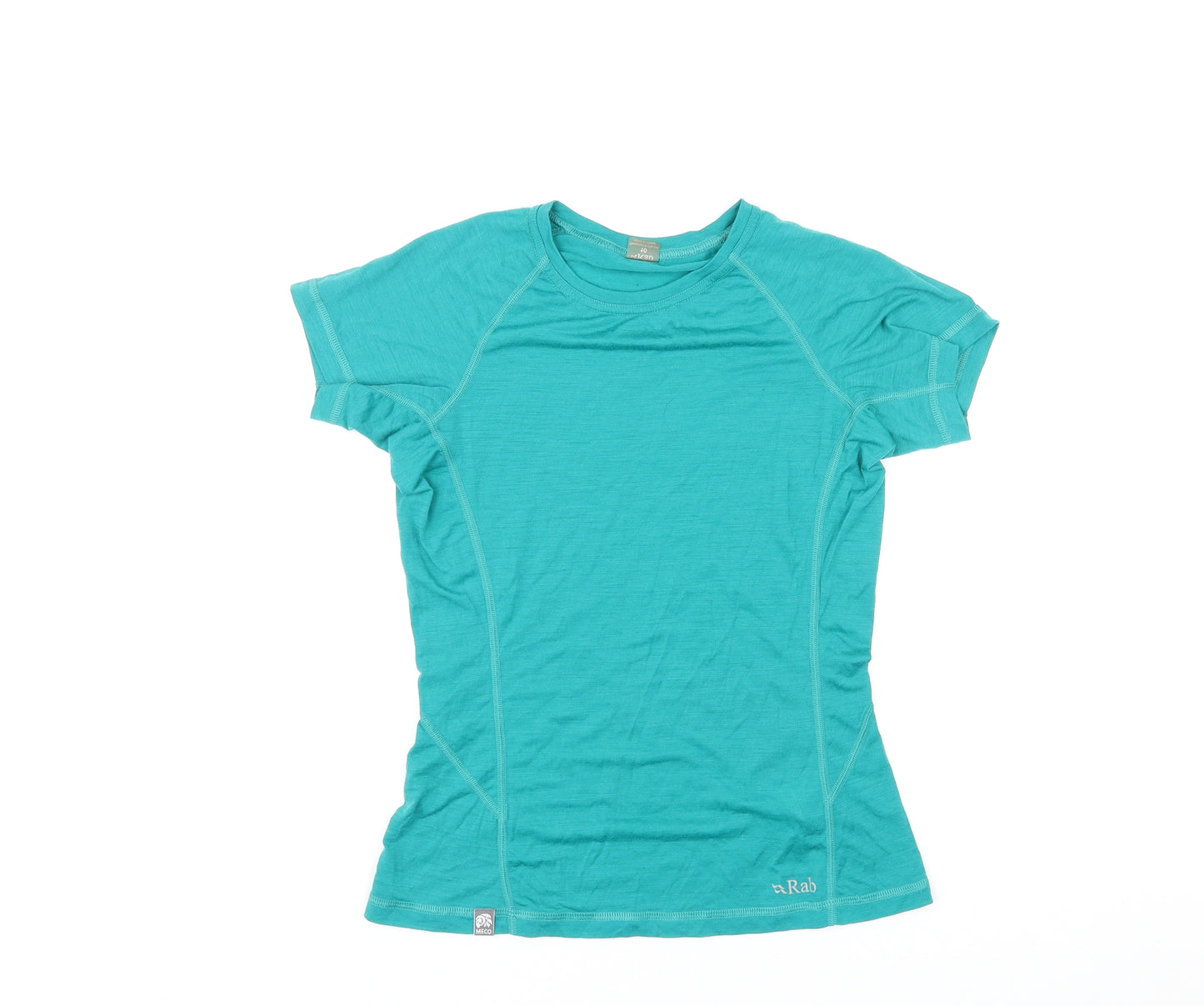 RAB Womens Green Wool Basic T-Shirt Size 10 Round Neck Pullover