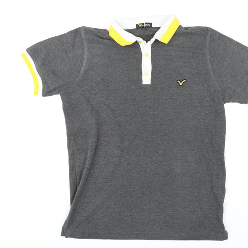 Voi Mens Grey Cotton Polo Size XL Collared Button