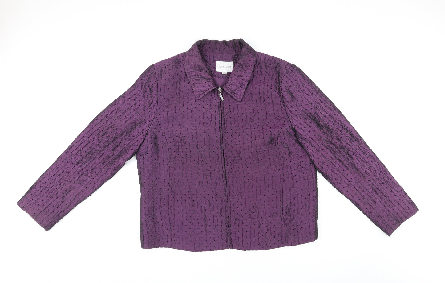 Erin London Womens Purple Geometric Jacket Size L Zip