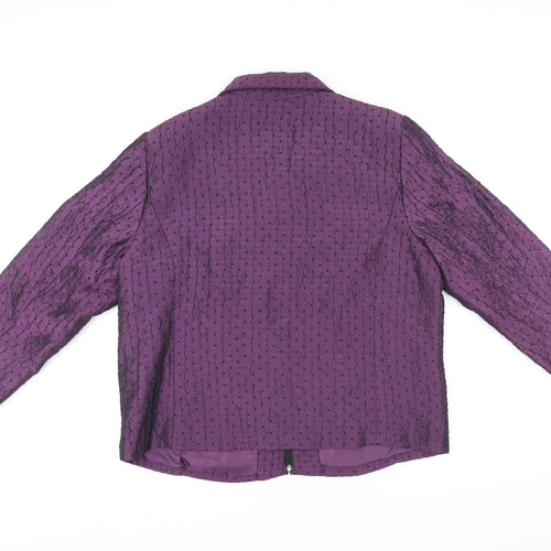 Erin London Womens Purple Geometric Jacket Size L Zip