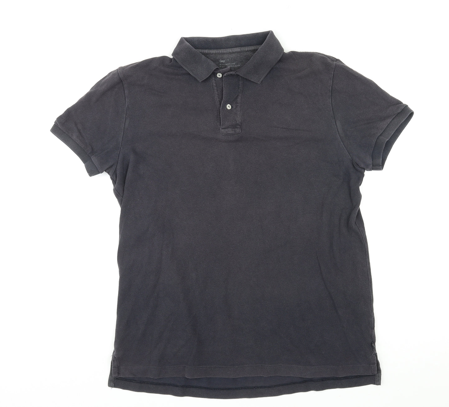 Gap Mens Black Cotton Polo Size L Collared Button