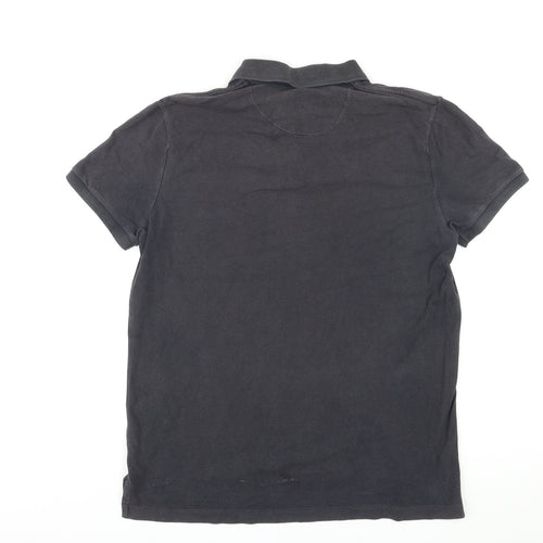 Gap Mens Black Cotton Polo Size L Collared Button