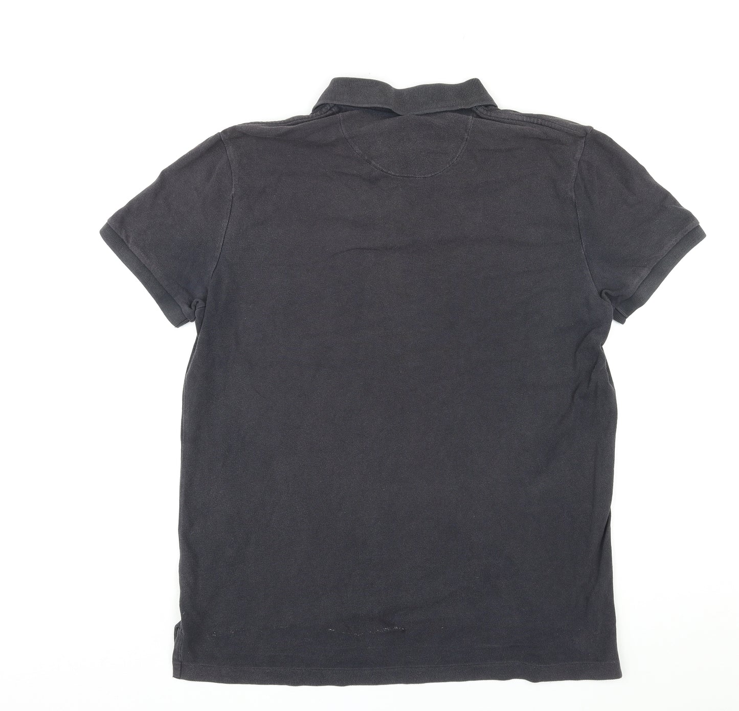 Gap Mens Black Cotton Polo Size L Collared Button