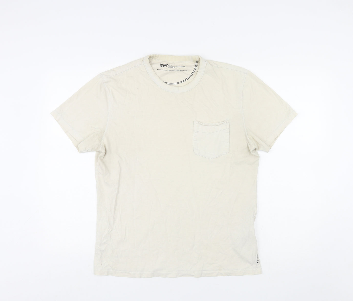 Levi's Mens Ivory Cotton T-Shirt Size M Round Neck