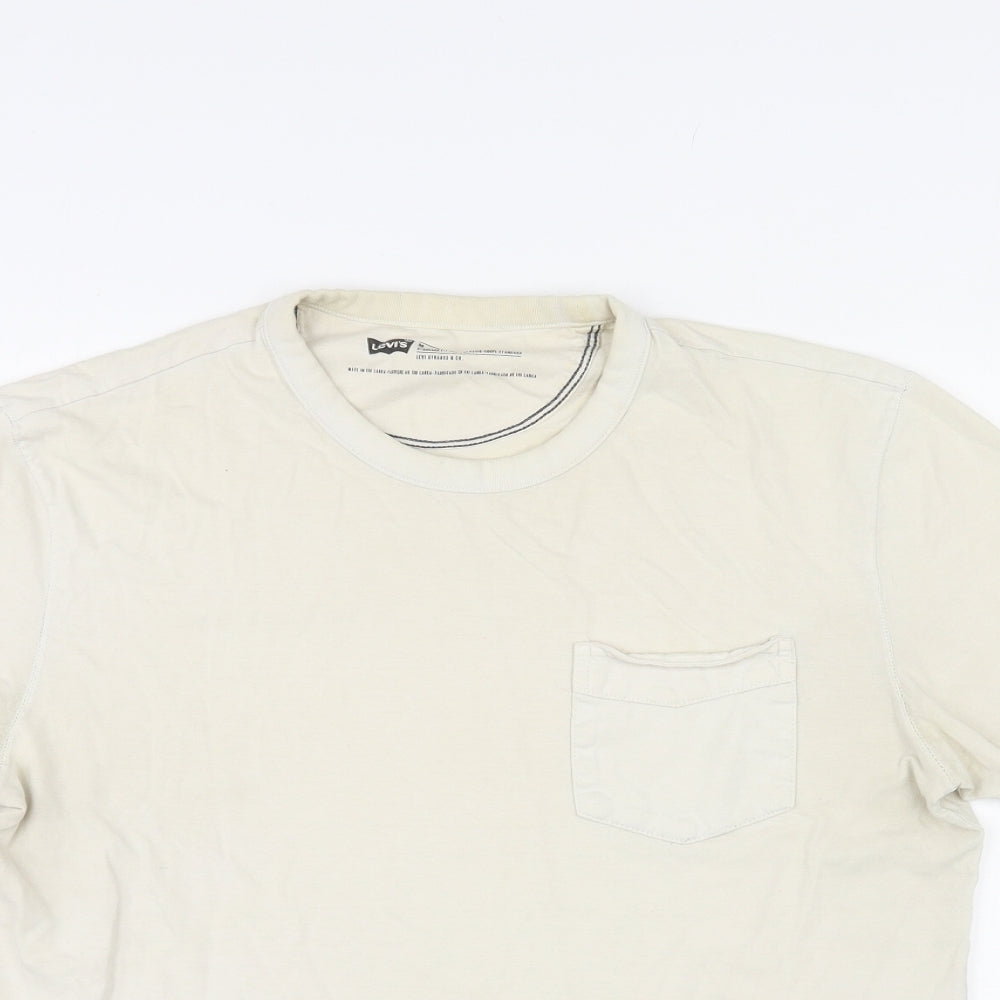 Levi's Mens Ivory Cotton T-Shirt Size M Round Neck