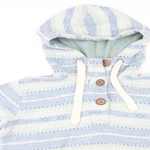 Fat Face Womens Multicoloured Striped Cotton Pullover Hoodie Size 10 Button