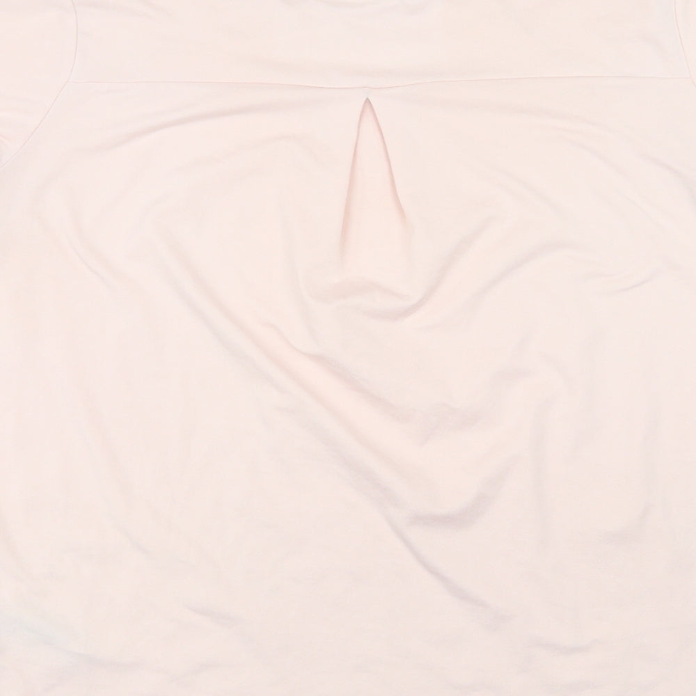 Marks and Spencer Womens Pink Polyester Basic T-Shirt Size 16 Round Neck Pullover