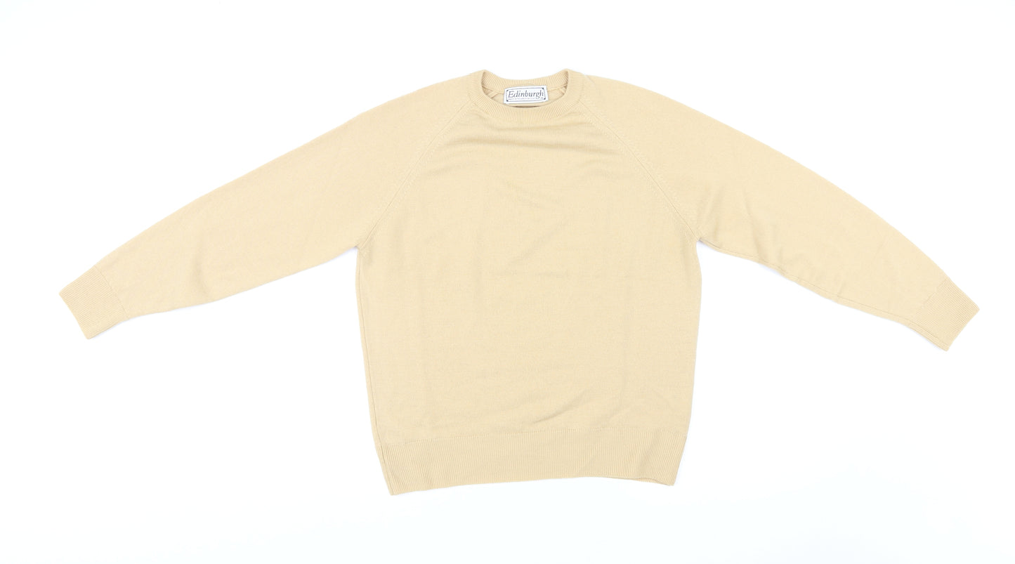 Edinburgh Woolen Mill Womens Yellow Round Neck Wool Pullover Jumper Size 10