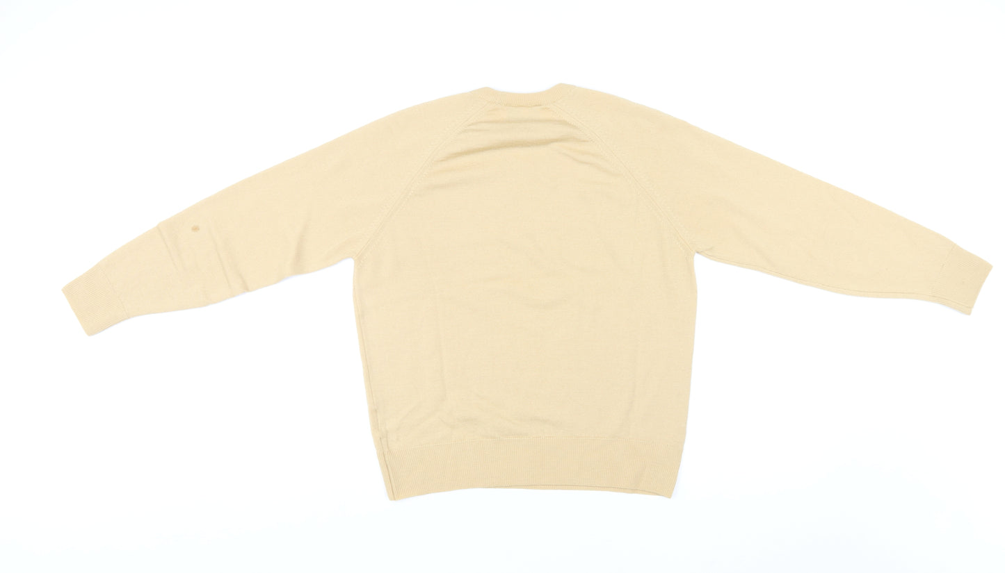 Edinburgh Woolen Mill Womens Yellow Round Neck Wool Pullover Jumper Size 10