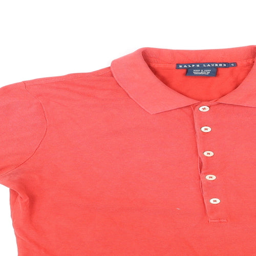 Ralph Lauren Mens Red Cotton Polo Size S Collared Button