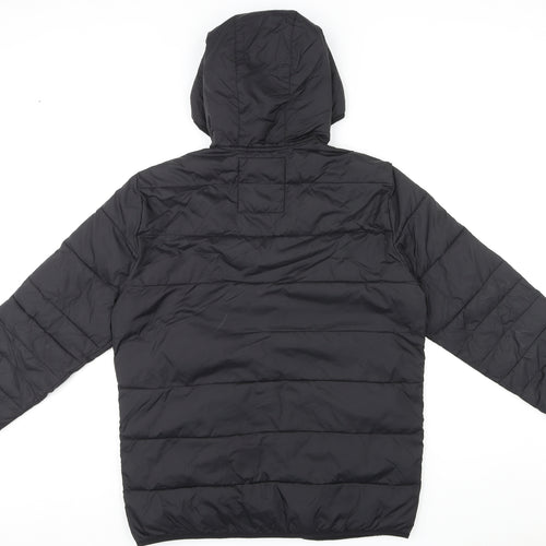 JACK & JONES Mens Black Puffer Jacket Coat Size L Zip
