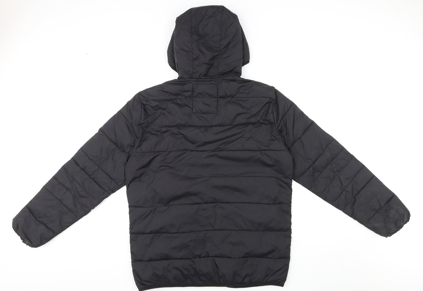 JACK & JONES Mens Black Puffer Jacket Coat Size L Zip