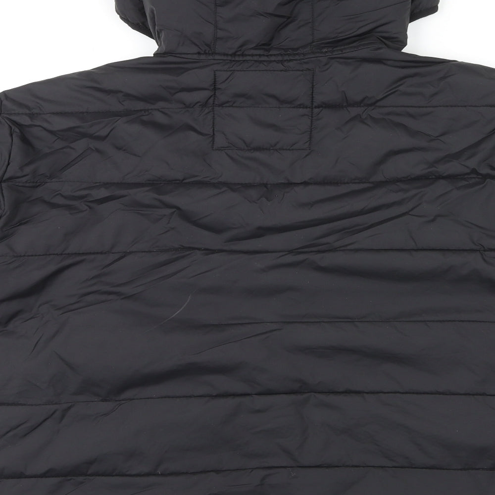 JACK & JONES Mens Black Puffer Jacket Coat Size L Zip