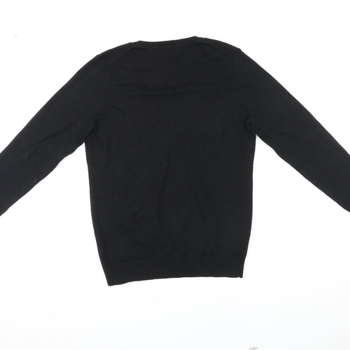 Banana Republic Mens Black Round Neck Cotton Pullover Jumper Size L Long Sleeve