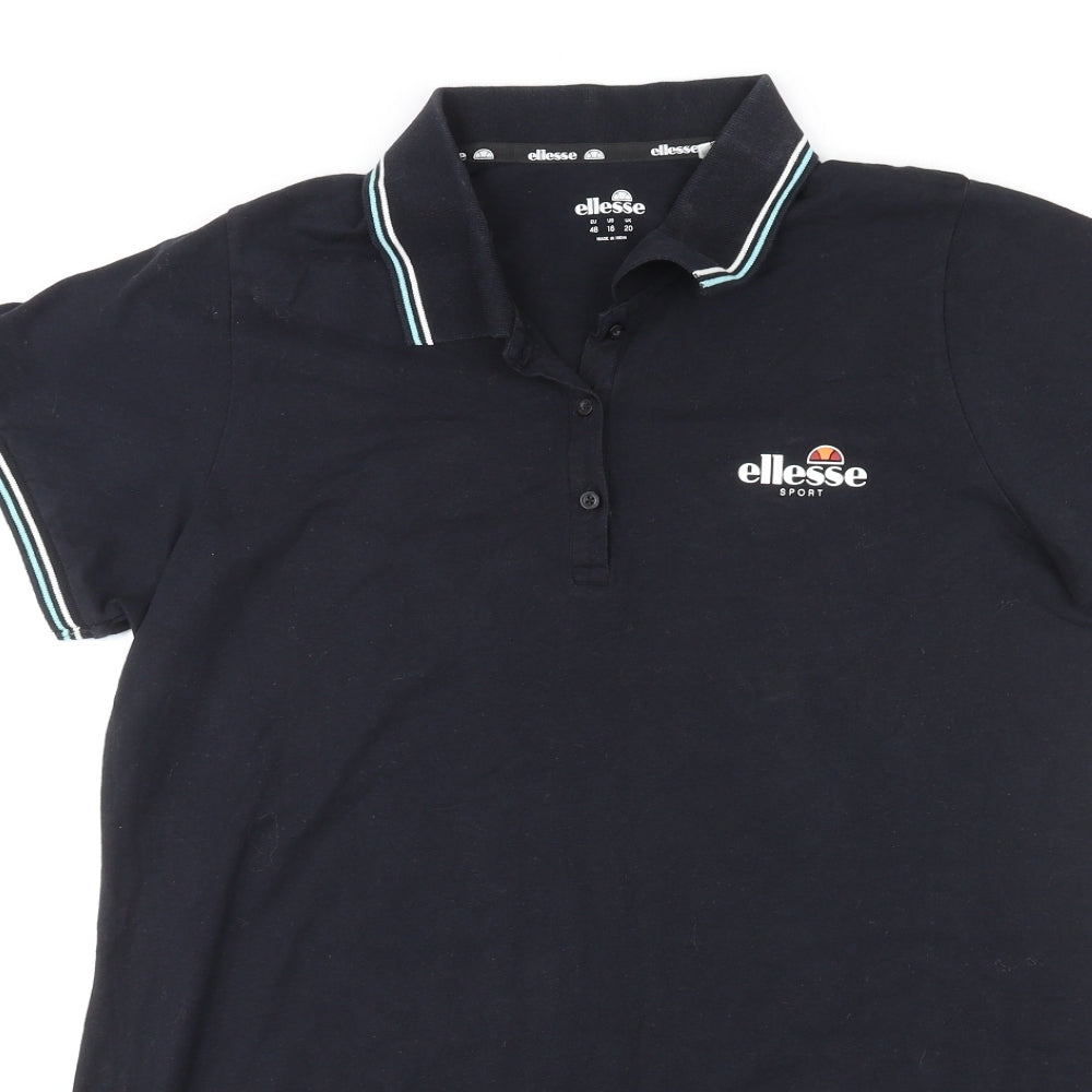 ellesse Womens Black Cotton Basic Polo Size 20 Collared