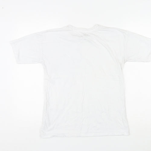 Disney Womens White Cotton Basic T-Shirt Size 8 Round Neck - Tinkerbell
