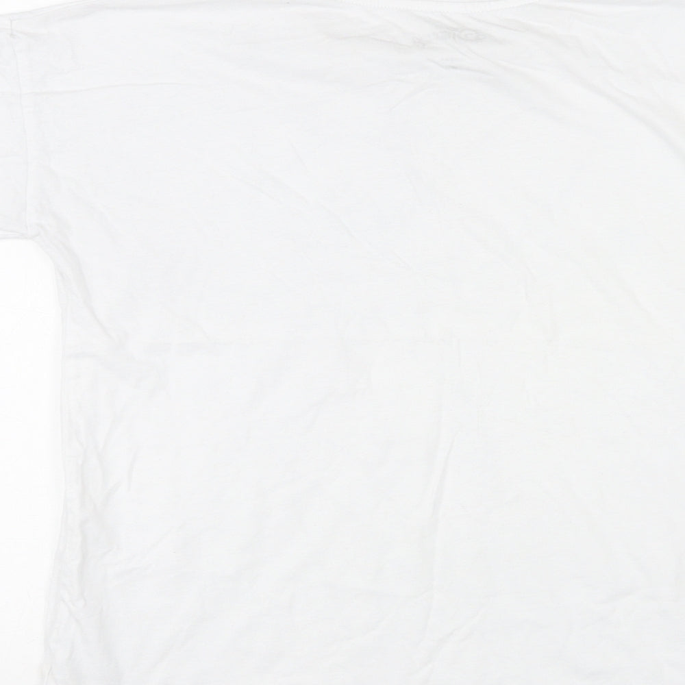 Disney Womens White Cotton Basic T-Shirt Size 8 Round Neck - Tinkerbell