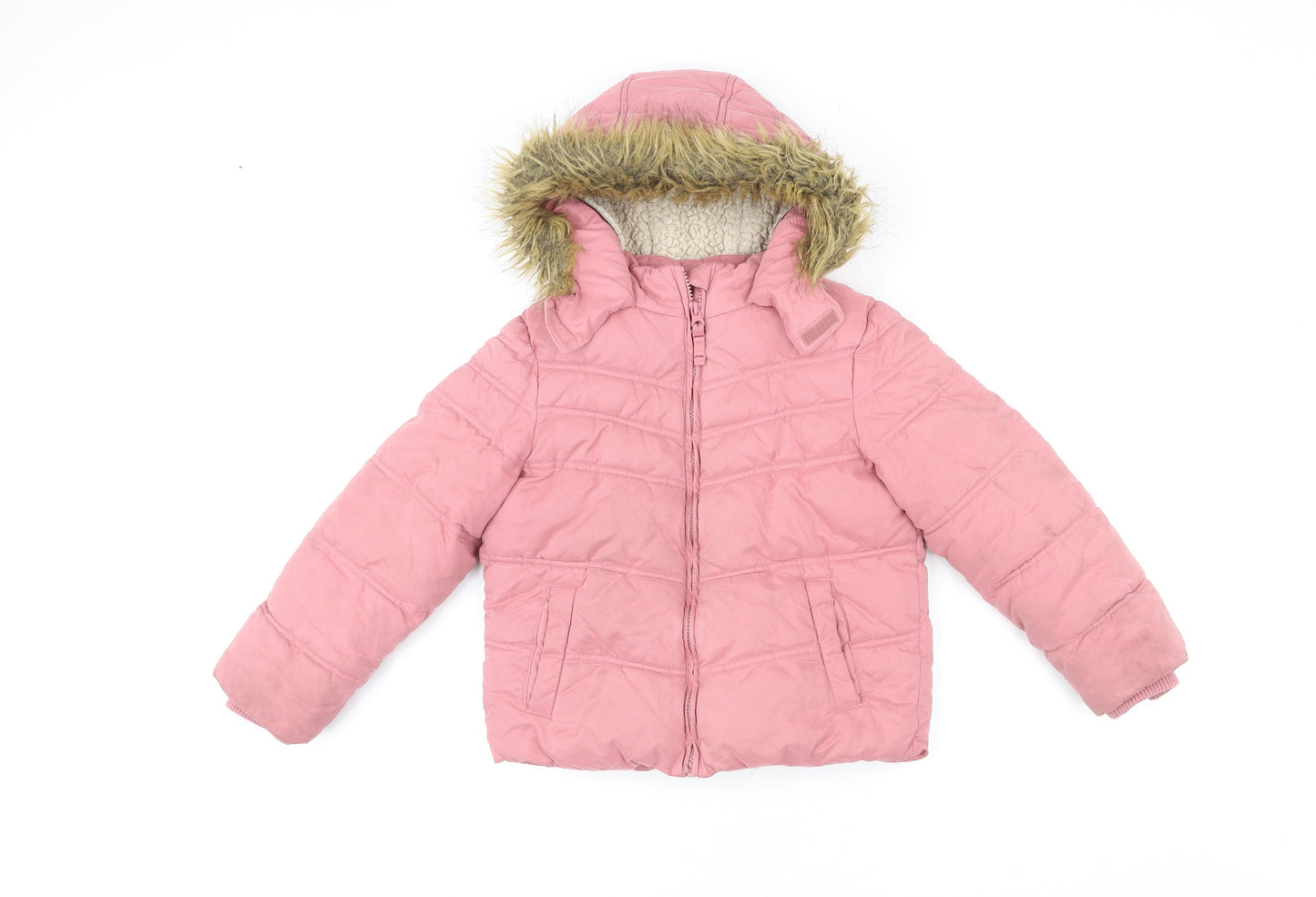 Fat Face Girls Pink Basic Coat Coat Size 8-9 Years Zip