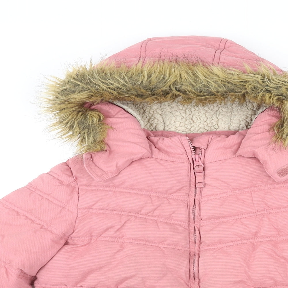 Fat Face Girls Pink Basic Coat Coat Size 8-9 Years Zip