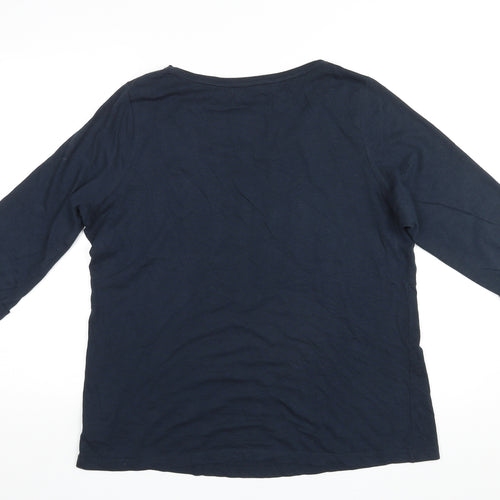 Marks and Spencer Womens Blue Cotton Basic T-Shirt Size 18 Round Neck