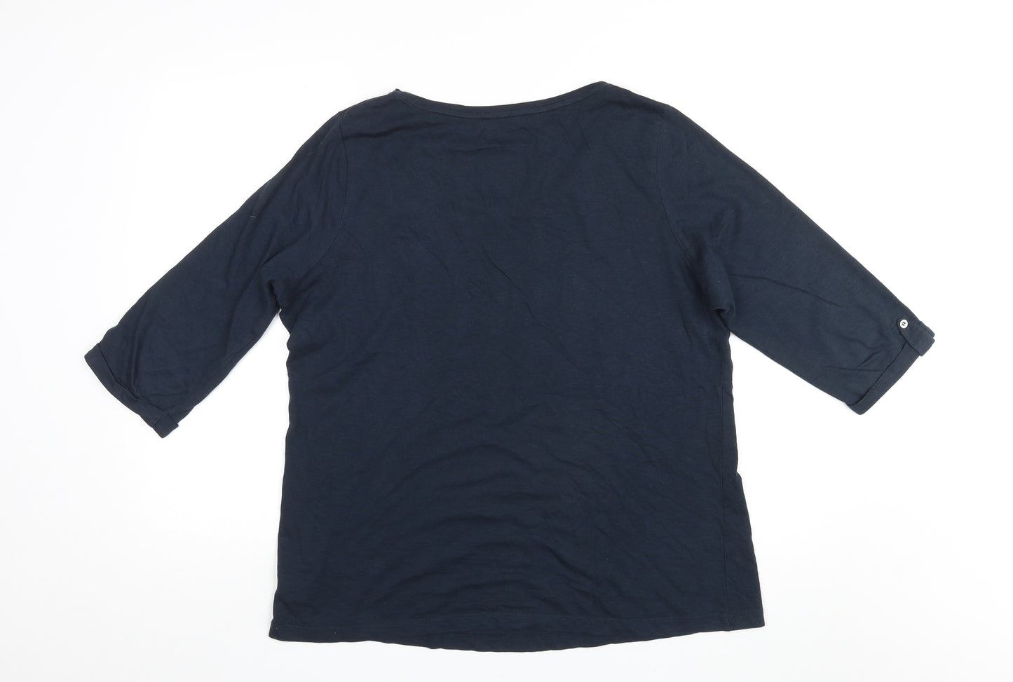 Marks and Spencer Womens Blue Cotton Basic T-Shirt Size 18 Round Neck