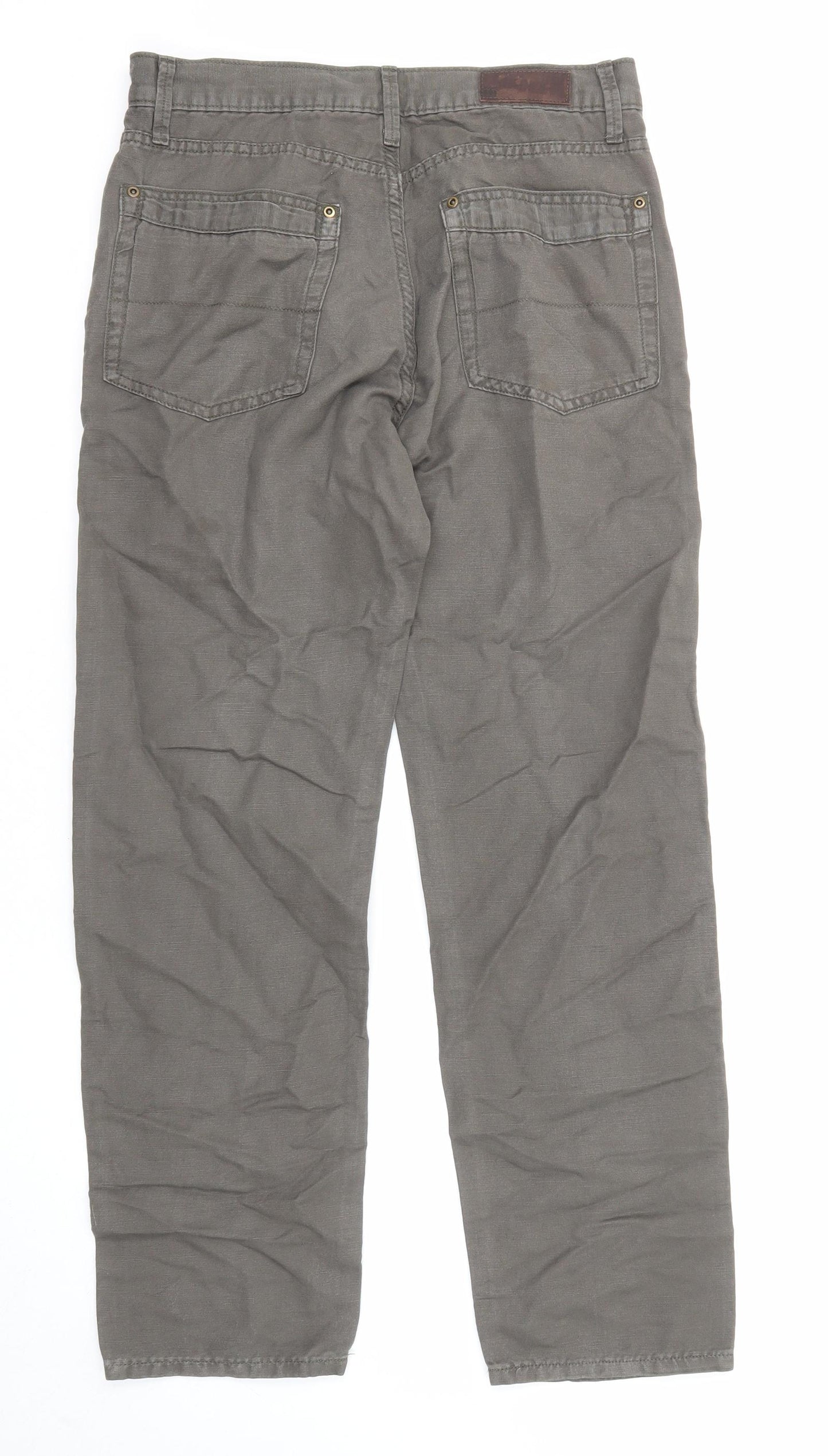 Marks and Spencer Mens Brown Cotton Trousers Size 30 in L31 in Regular Zip