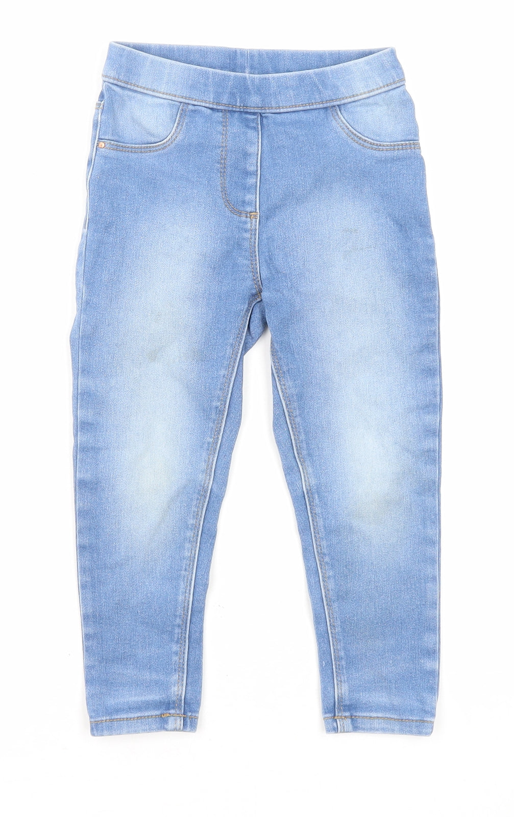 George Girls Blue Cotton Jegging Jeans Size 3-4 Years Regular Pullover - Waist 18 Inches, Inside Leg 13 Inches