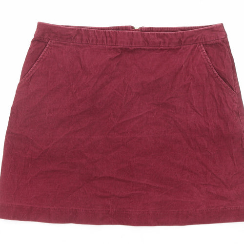 H&M Womens Purple Cotton A-Line Skirt Size 10 Zip