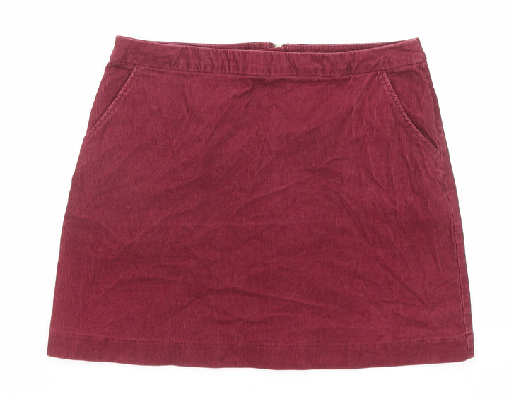 H&M Womens Purple Cotton A-Line Skirt Size 10 Zip