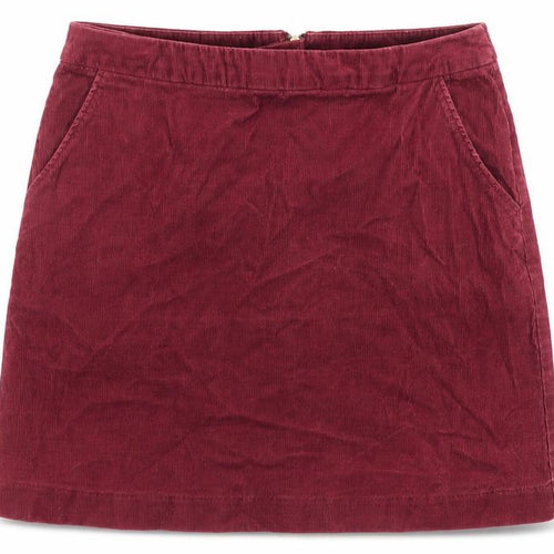 H&M Womens Purple Cotton A-Line Skirt Size 10 Zip