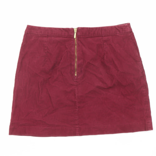 H&M Womens Purple Cotton A-Line Skirt Size 10 Zip