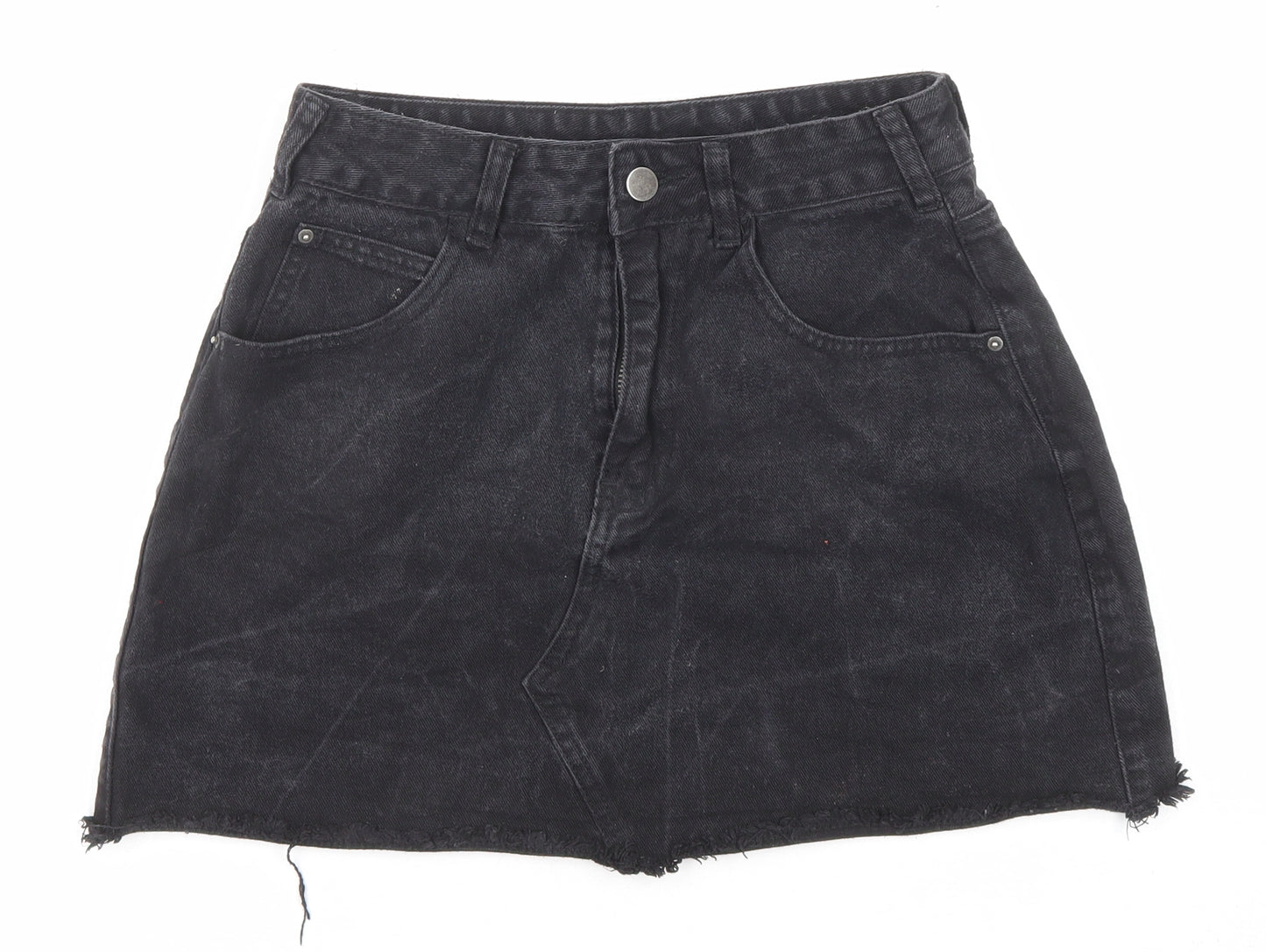 Boohoo Womens Black Polyester Mini Skirt Size 10 Zip