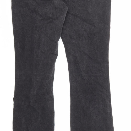 Marks and Spencer Womens Black Cotton Bootcut Jeans Size 12 L30 in Regular Zip