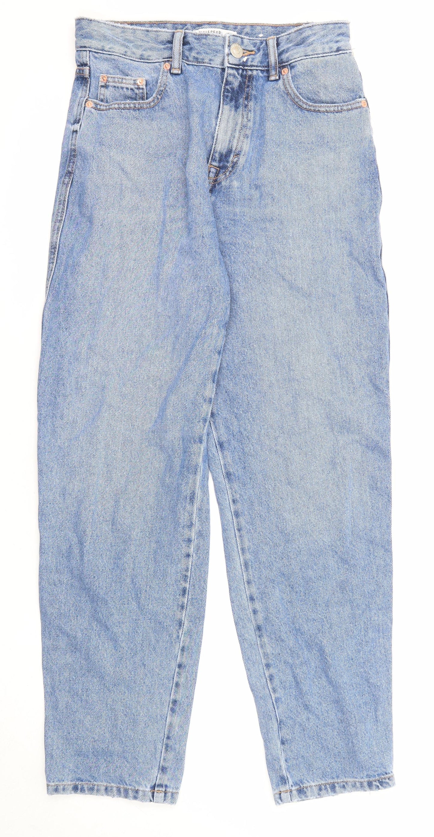 Pull&Bear Womens Blue Cotton Tapered Jeans Size 8 L29 in Regular Zip