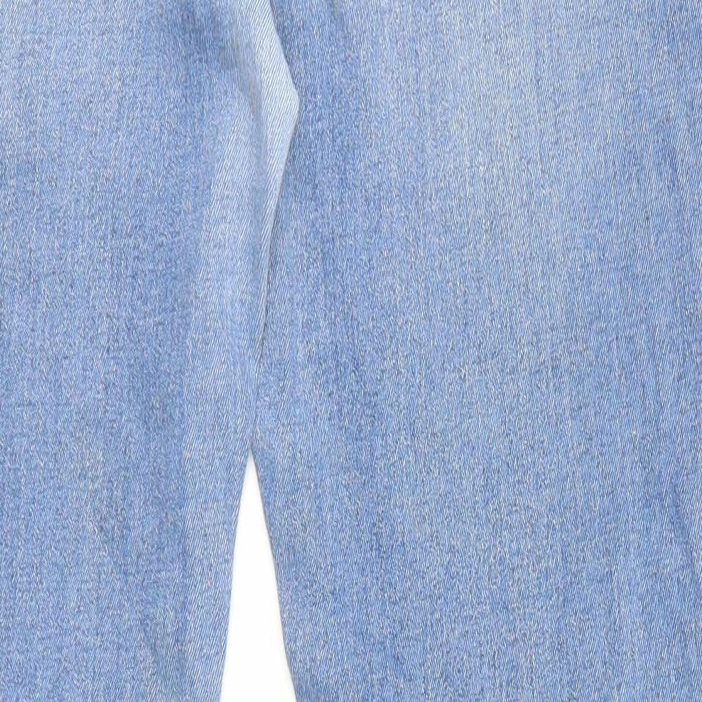 Topshop Womens Blue Cotton Straight Jeans Size 14 L27 in Regular Zip
