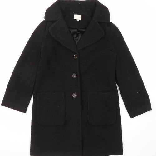 Warehouse Womens Black Overcoat Coat Size 10 Button